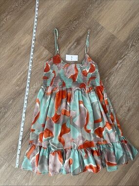 Women’s Mint and Orange Abstract Print Sundress